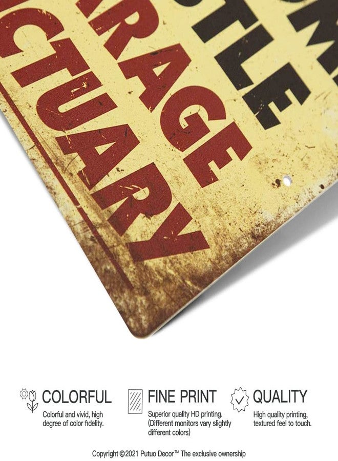 Putuo Decor Man Cave Wall Decor Garage Accessories For Men, Vintage Metal Tin Sign Garage Man Cave Wall Decor - A Man's Home Is His Castle But His Garage Is His Sanctuary Sign 12x8 in - Image 3